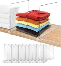 12-Inch Extra Tall Clear Shelf Dividers, 12-Pack for Elegant Closet Organization