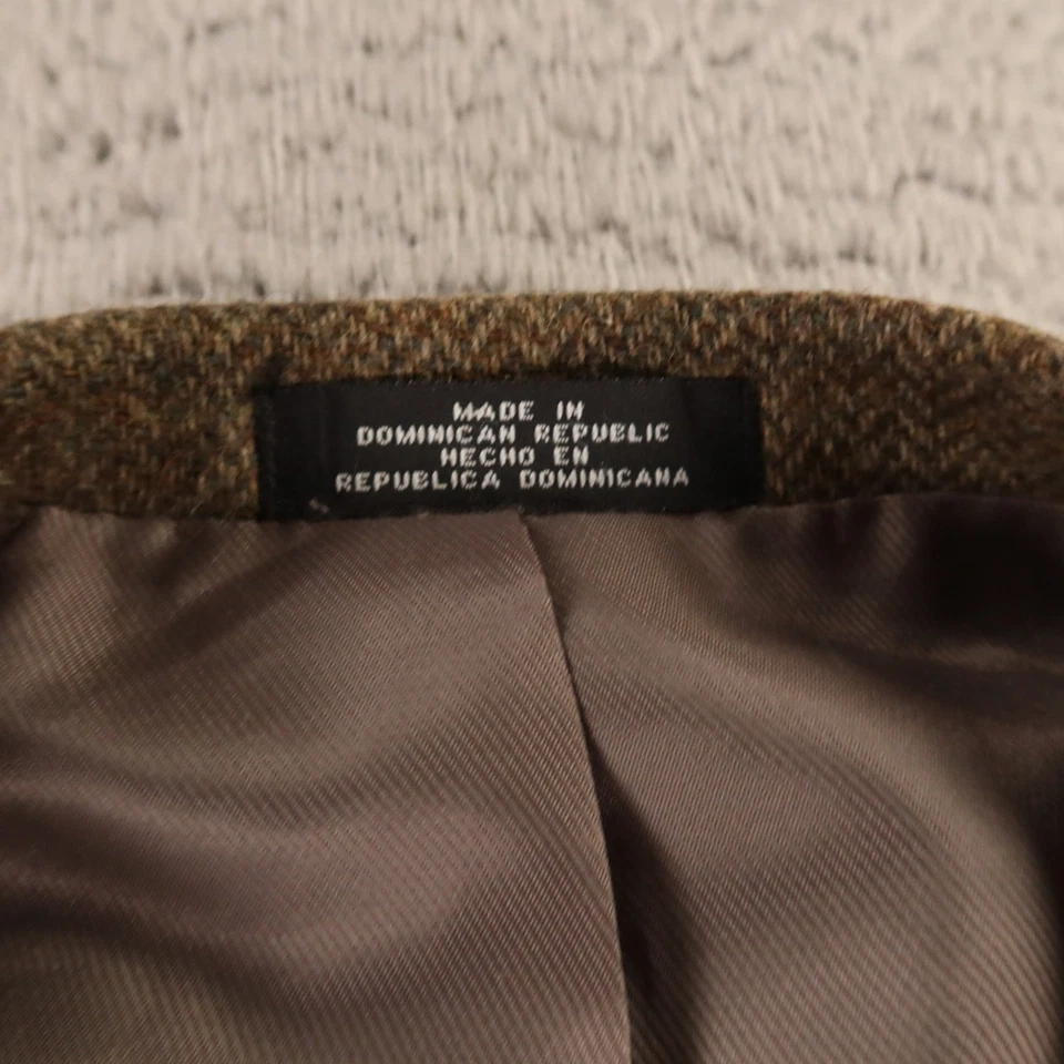 VTG Tweed Jacket M MT 42L Brown Marled Herringbone 100% Wool Two Button Blazer - Image 3 of 4