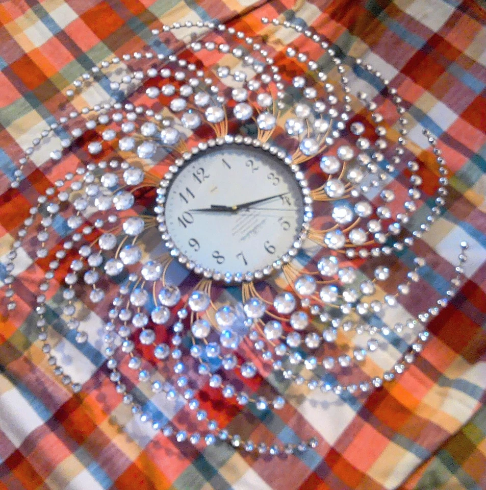 Media Sunburst Crystal Wall Clock. Silent Quartz Movement, Custom Poem On Face - Image 4 of 4