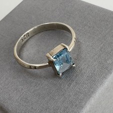 Sterling Silver Blue Topaz Ring Size K  Weight 1.62