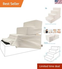 Universal Non-Slip Pet Stair Cover - 4-Steps, Machine Washable, Ivory