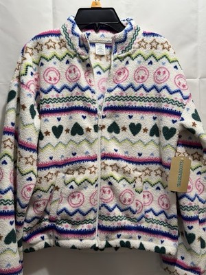 NWT Thereabout Hearts Smiley Stars Soft White Jacket Pockets Sz 14 Tag Price $38