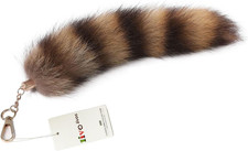 Fluffy Therian Raccoon Tail Keychain - Soft Raccoon Fur, Durable, Perfect for Co