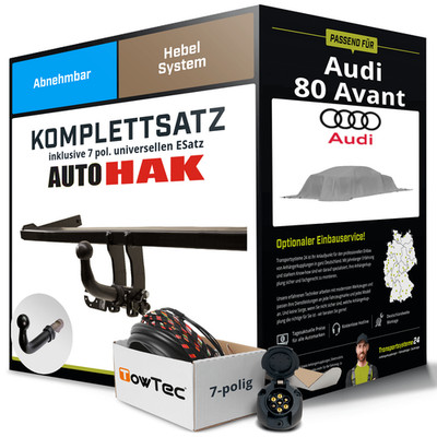 Für AUDI 80 Avant Typ 8C,B4 Anhängerkupplung abnehmbar +eSatz 7pol uni 91-96 NEU