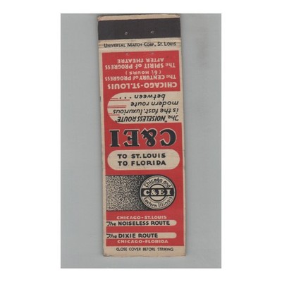 Matchbook Cover Railroad C&EI Chicago & Eastern Illinois - Noiseless Route