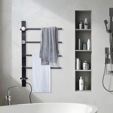 Electric Heated Towel Rack Warmer 4 Stainless Steel Bars Drying Rack Bathroom