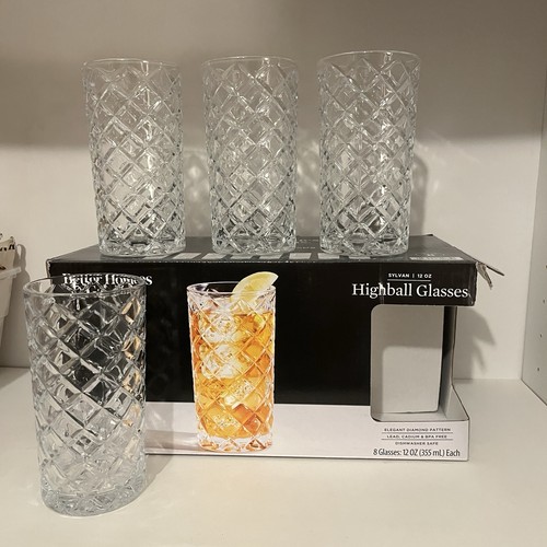 Better Homes & Gardens Clear Diamond-Cut Tall Glasses Sylvan Tumblers Set Of 7 - Picture 6 of 16