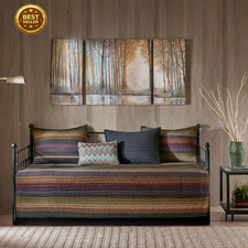 Daybed Cover Double Sided Quilted Bedding Set Bedskirt Shams Purple Teal 75x39 X