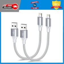 2 Pack 1ft Apple MFi Certified USB A to Lightning Short iPhone Charger Cable