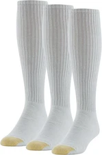 GOLDTOE Men's Ultra Tec Performance Over-The-Calf Large, White (3-pairs) 
