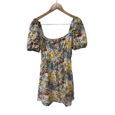 Reformation Woods Countryside Cottagecore Floral Ruched Mini Dress S