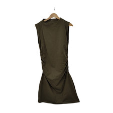 Quince Women Olive Green Sleeveless Ruched Mini Dress Basic Sleeved L