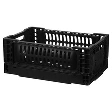 Collapsible Crates 11.7x7.8x4.7" Small Plastic Storage Baskets Black