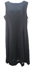 Calvin Klein Womens Black Dress Flare Sleeveless Midi  Size 18W