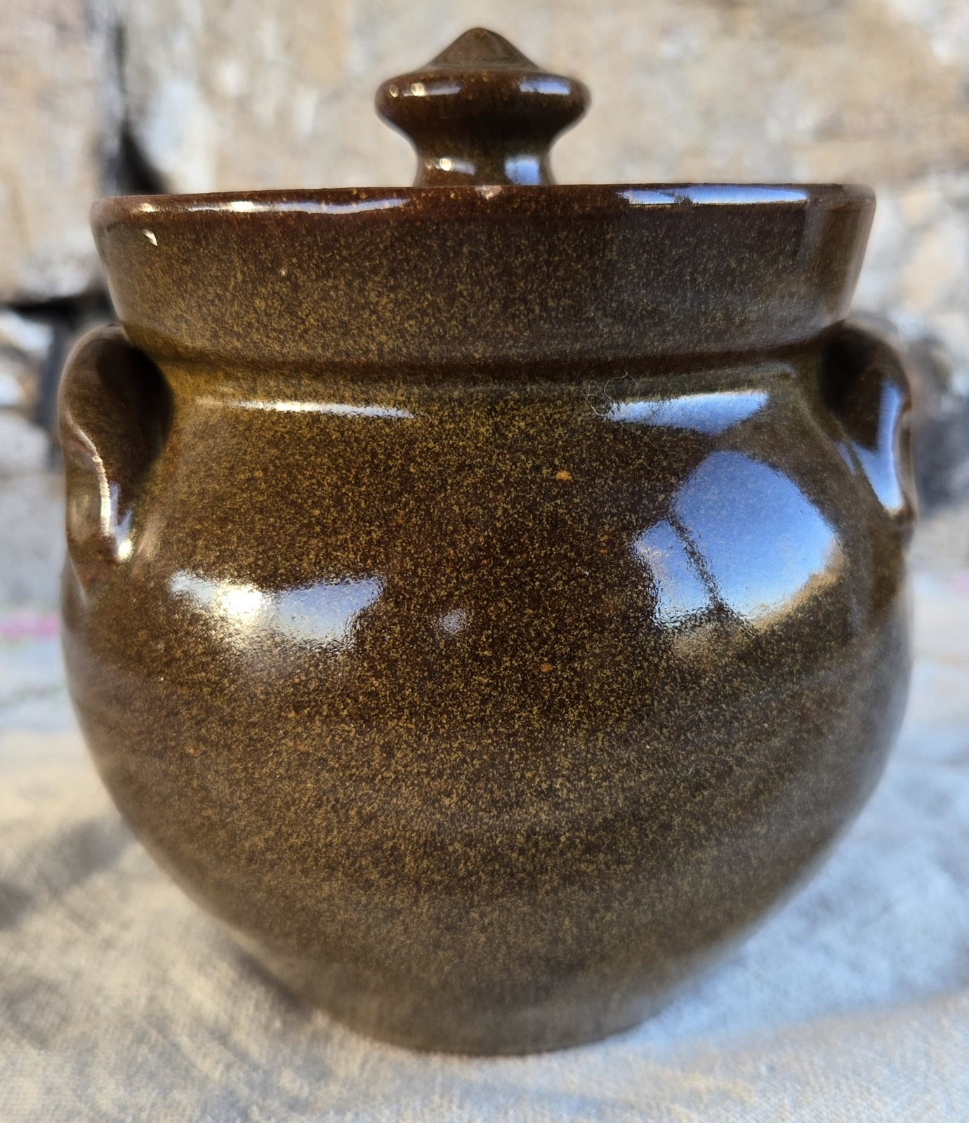 Jugtown Ware Pottery Glazed Redware Crock Jar & Lid North Carolina c1980 Vintage