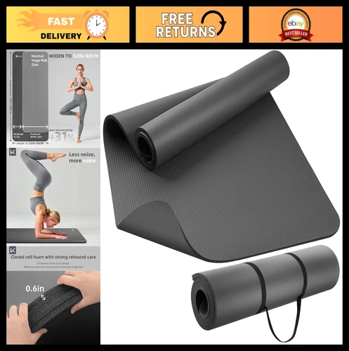 Extra Thick 15mm Non-Slip Yoga Mat 72"x32" for Pilates, Stretching & Meditation deal from eBay