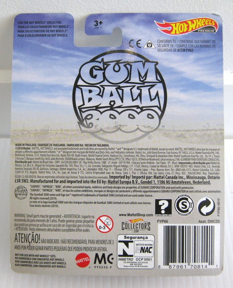 Hot Wheels Premium - Gum Ball 3000 Subaru Impreza WRX - Real Riders - 2018 Foto 3 de 3
