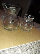 Vtg 2 Small Pitchers Creamers, Half Cup and 1.5 cups capacity, clear glass