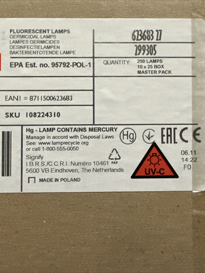 (250) Genuine Philips TUV 8W T5 299305 G8T5 UVC Lamp Bulb Lamp UV-C 8 watt - Image 3 of 3