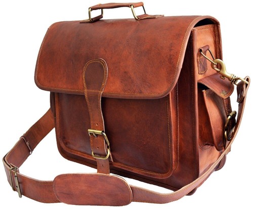 Bolso de Cuero para Hombre 16" Negocios Mensajero Laptop Maletín de Hombro Bolso de Mano Marrón - Imagen 6 de 18