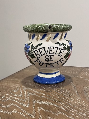 Antique Italian Puzzle Mug Bevete Se Potete Hand Painted Drink If You Can Vessel - Picture 2 of 19