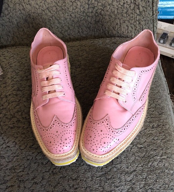 PRADA PINK LEATHER BROGUE CREEPER WINGTIP OXFORD SHOES 81/29 eBay