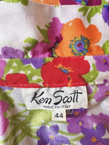 KEN SCOTT 2 Piece Skirt Blazer Set IT44 M Roses Floral White Suit Tailleur 1960s - Picture 24 of 24