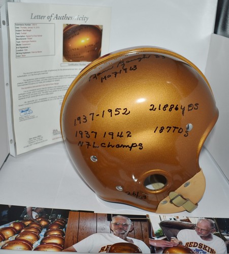 SAM BAUGH RIDDELL FULL SIZE GOLD RK STAT HELMET WASHINGTON REDSKINS + 6 INSC JSA - Picture 2 of 12