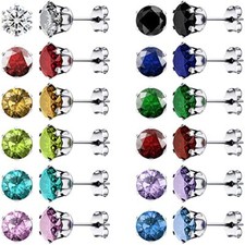 Stud Earrings for Women Hypoallergenic Earrings Set 12 Pairs Value A-6MM