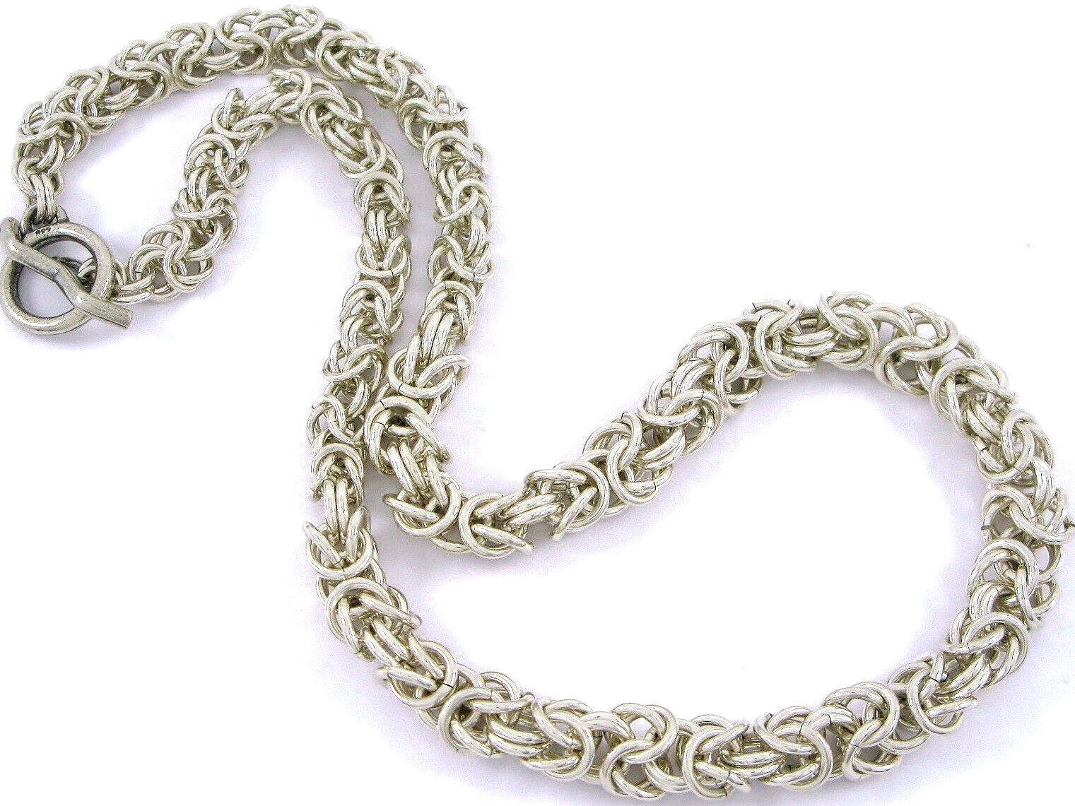 Solid Sterling Silver 925 18" Byzantine Chain Nec… - image 8