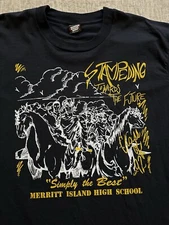 Vintage 1990s Merritt Island High School Class Of 92 Stampeding T Shirt XL