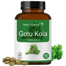 Herb Essential Gotukola 500mg, 60 Tablets Free Shipping
