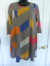 Eloges Tunic Womens Sweater Tunic Dress, Size M L, Chevron Multi-Color, Pockets