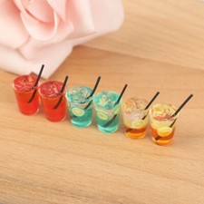 3PC 1/12 Scale Dollhouse Miniature Fruit Straw Drinks Bottles Kitchen Party Food
