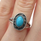 Old Pawn 925 Sterling Silver Vintage Southwestern Bisbee Turquoise Ring Size 5
