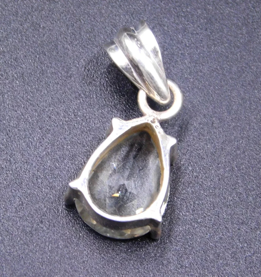 2.4 Gm 925 Sterling Silver Natural Prasiolite Pear Cut Gemstone Pendant Size 1" - Image 4 of 4