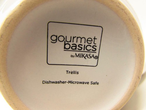 Spalier Gourmet Basis by Mikasa Becher weiß mit braunen Ringen Prägung am Rand b403 - Bild 2 von 2