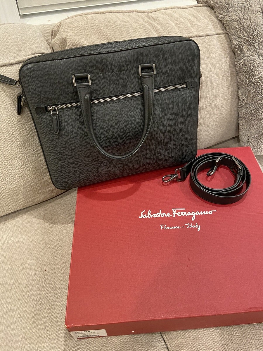NEW SALVATORE FERRAGAMO Revival Men's 726542 Black Briefcase