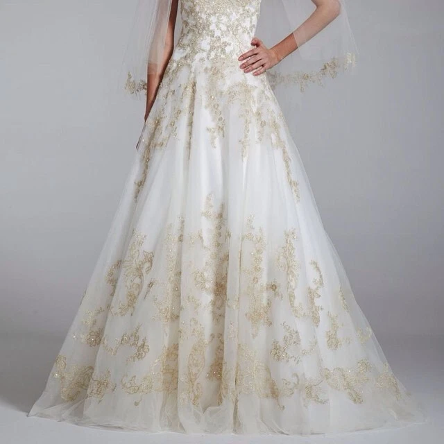 David's bridal gold wedding best sale dress