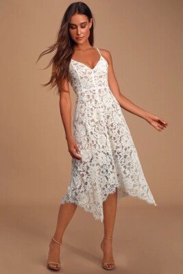 simple wedding lace dress Silk Satin Lace Off White Sheath Sleevess Simple Wedding Dresses, CW03 –  clover sew main image 1