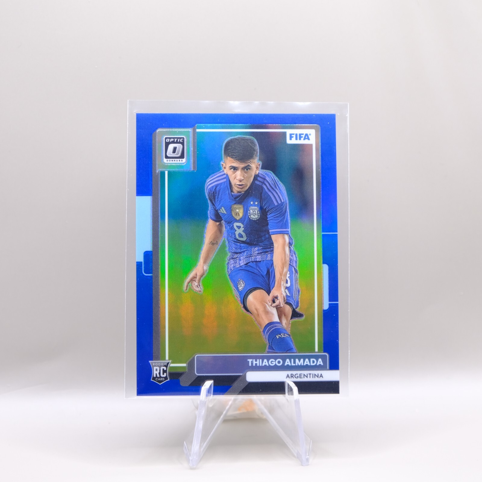 2022-23 Panini Donruss FIFA Thiago Almada Optic Blue Prizm /99 #7 RC Argentina