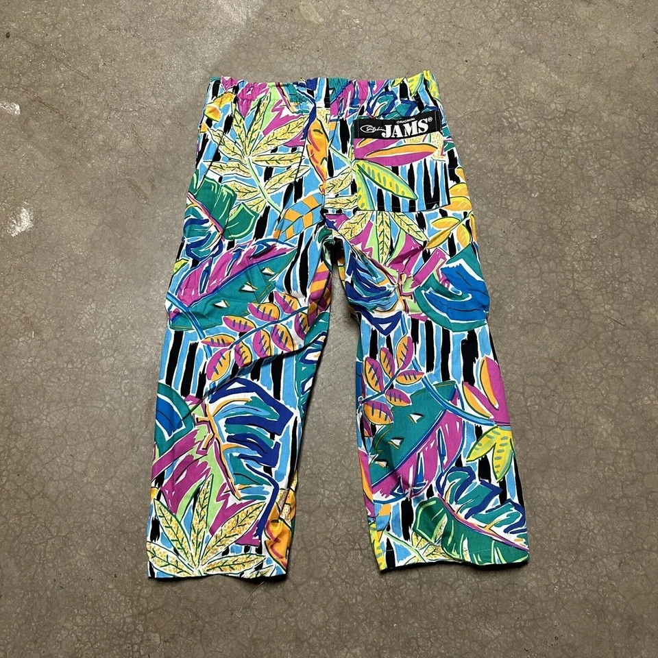 Vintage Jams Pants Youth L Original Surf Line Floral Print Hawaiian 80s Cotton - Image 2 of 4