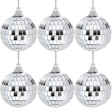 6 Pcs 1.6 Inch Disco Ball Decoration Silver Mirror Ball Ornament for Party