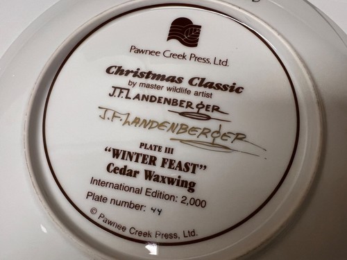 3 Collectible Plates Signed by J F LANDENBERGER AND NUMBERED - Bild 6 von 7