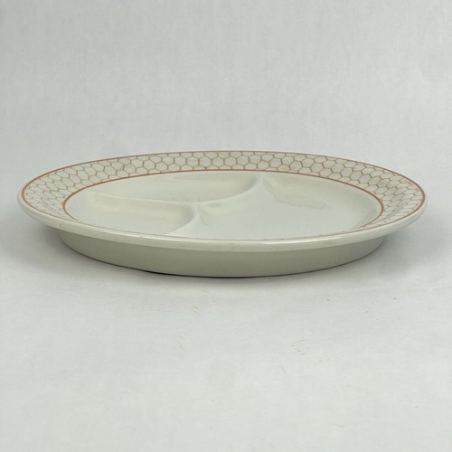 Vtg Sterling China Restaurant Ware Honeycomb Rim Divided Sectioned Plate 9.5” - Picture 5 of 7