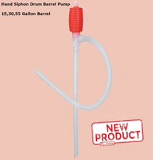 Hand Siphon Drum Barrel Pump 15 30 55 Gal Polyethylene Suction Manual Squeeze