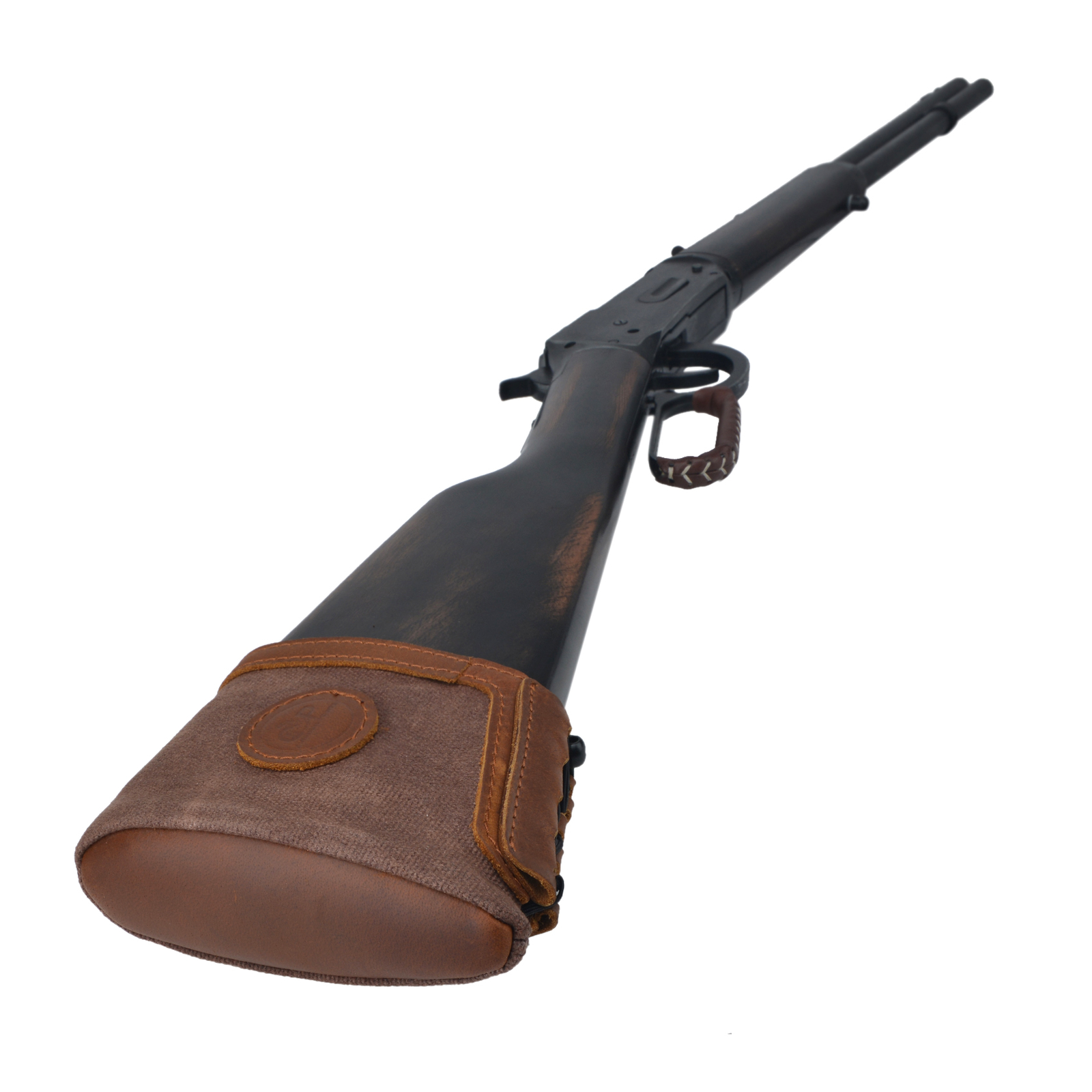 Brown Leather Rifle Buttstock Slip On Recoil Pad Wax Canvas Rifle Shotgun Holder