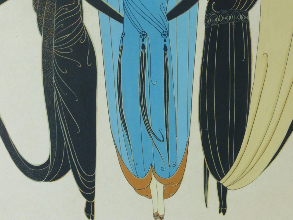 Excelente pintura de diseño de moda Erte Gouache sobre papel rígido ilustraciones Foto 4 de 4