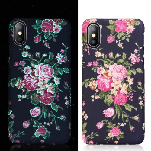 Luminous Rubberized Retro Floral Soft Case Cover For iPhone X 8 7 Plus 6 6S Plus - Picture 1 of 12