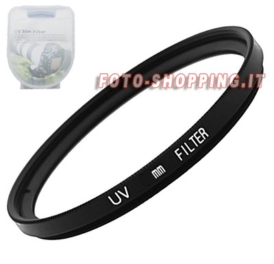 Filtro UV 55mm Protettivo Universale | Lente In Vetro Con Anello Alluminio 4mm | Doppio Filetto Per Obiettivi Canon, Nikon, Sony